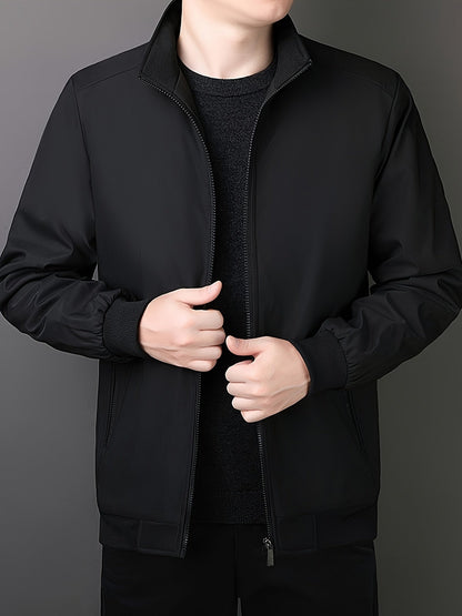 Warm Solid Color Long Stand-up Collar Puffer Winter Jacket For Men | Perfect for Outdoor Activities