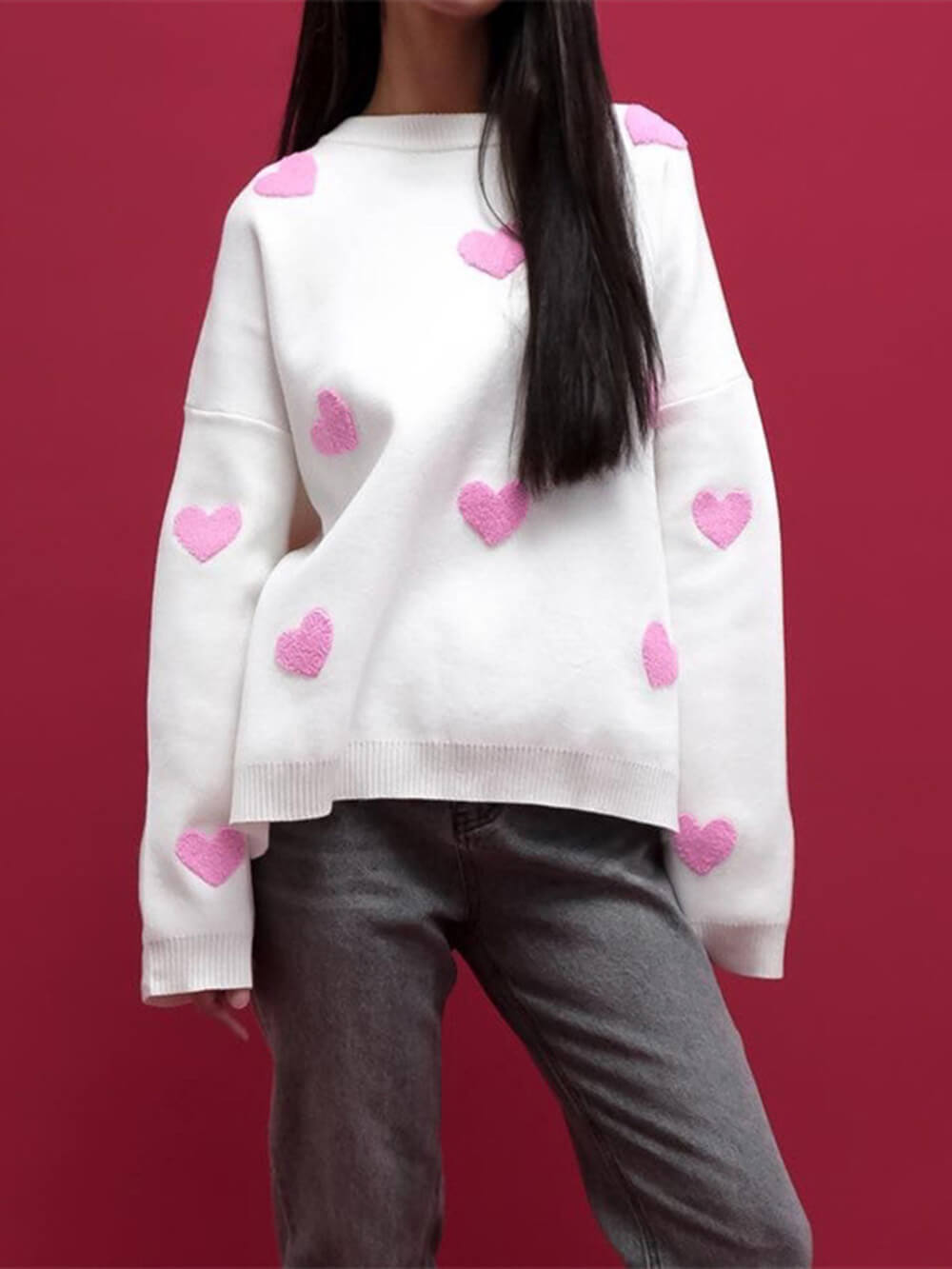 Rei - Knitted Heart Sweatshirt