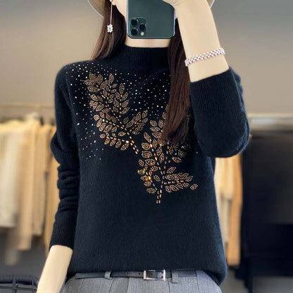 Wilvia Sweater | Casual Knitted Leaf Pattern Sweater