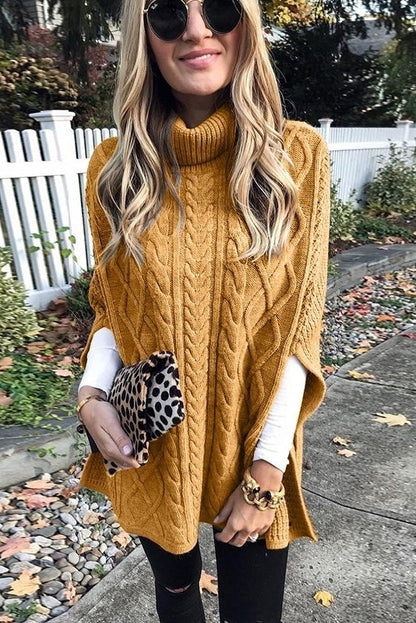 Virna Sweater | Casual Turtleneck Cape Sweater