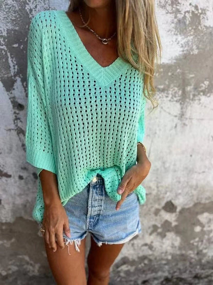 Karla - V-neck knit top