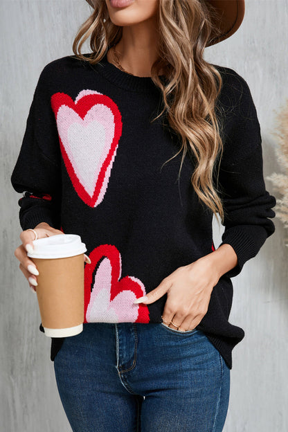 Zemira Sweater | Casual heart print sweater