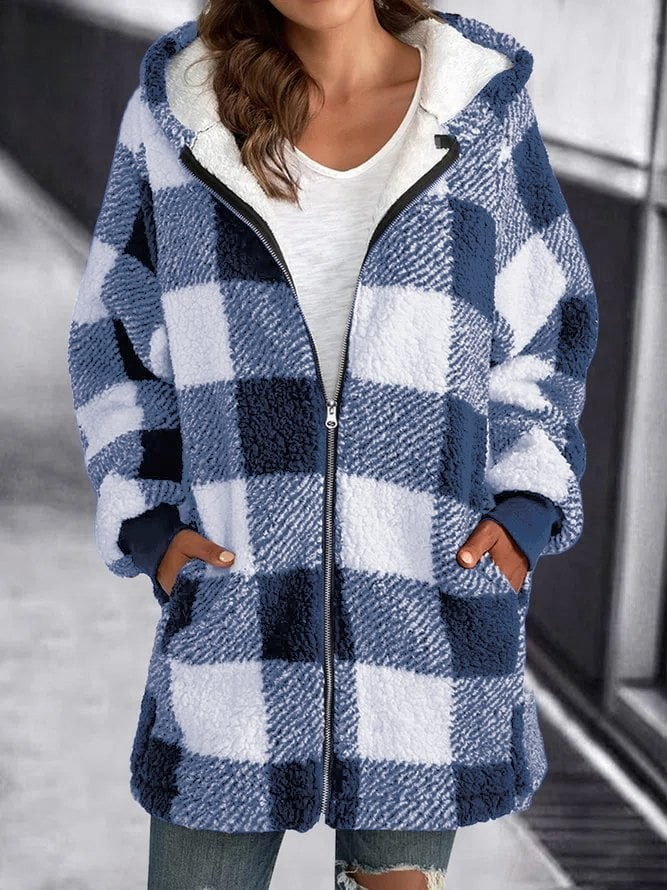 Jess | Oversized Hoodie Check Loose Jacket