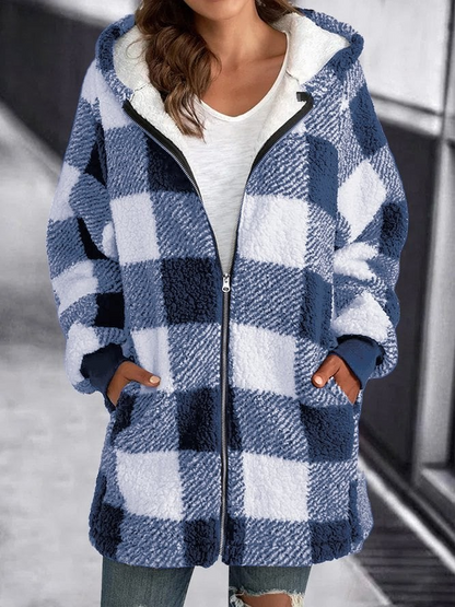 Jess | Oversized Hoodie Check Loose Jacket