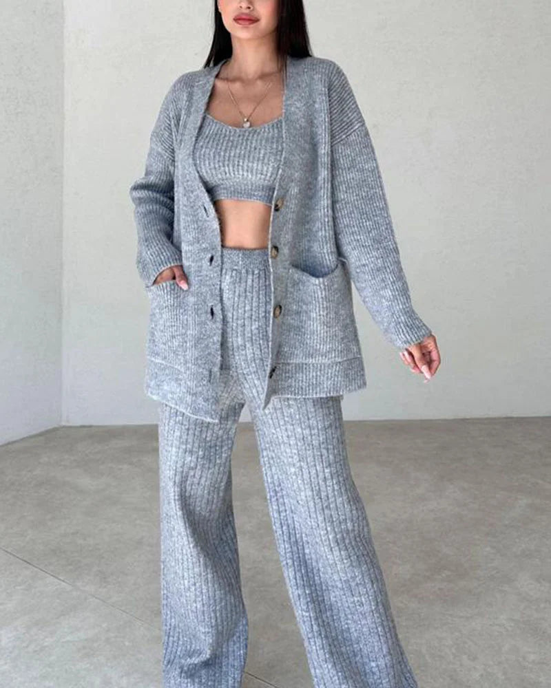 Nadia - Comfortable Chic Crop Top & Wide Pants Set