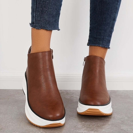 Women's Elegant Slip-On Sneakers Wedge Heel Booties