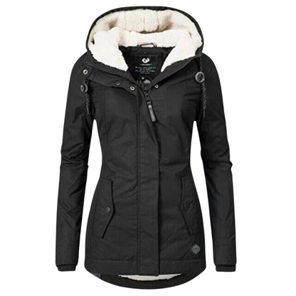 Women's cotton jacket with lambswool hood