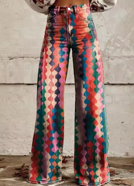 Anzhela - Wide pants with colorful print