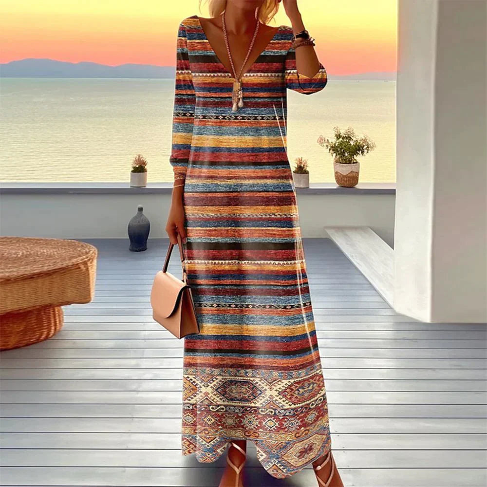 Jaica - Extraordinary long sleeve midi dress with print