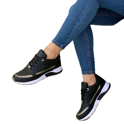 Liv | Sporty leather women's shoes with soft white sole