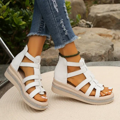 Wedge sandals adorned with rhinestones