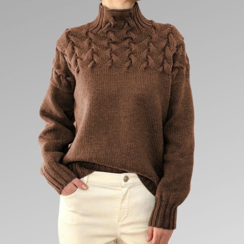 Fleuron | Ladies Pattern Turtleneck Sweater | Elegante