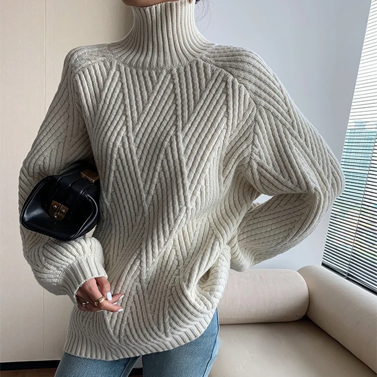 Warm sweater with stand-up collar for cozy days