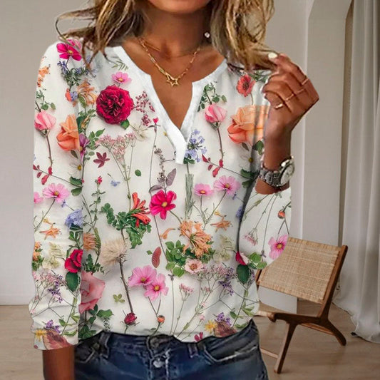 Wanita blouse | Floral print long sleeve blouse