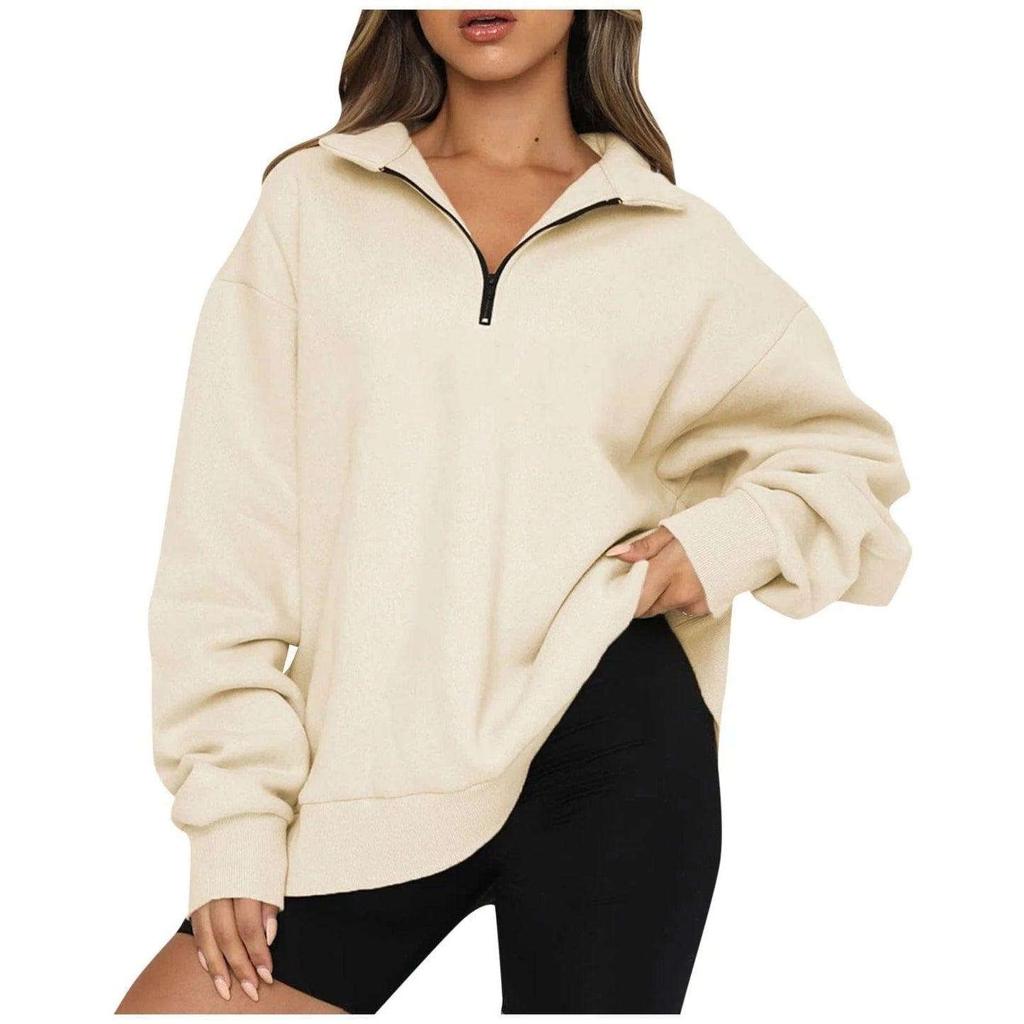 Casual women's pullover with zipper