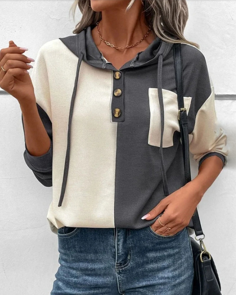 Jess | Casual hooded jacket with color blocks