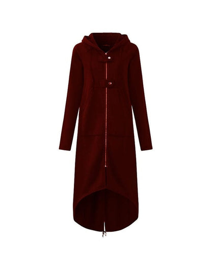 Long jacket with zipper and buttons for women