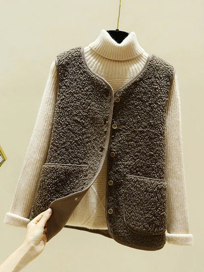 Linda - Warm Sleeveless Lambswool Cardigan For Women