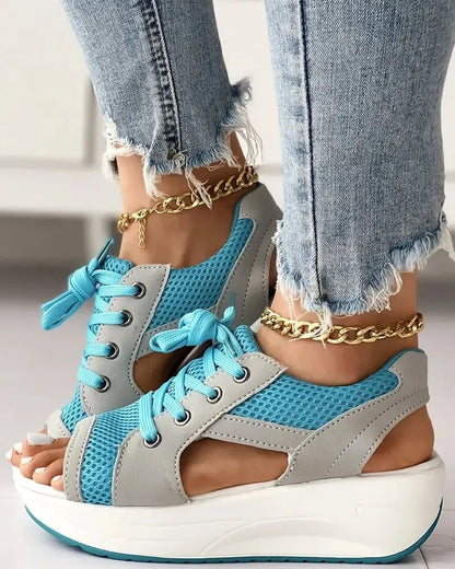 Denisee Muffin sandals with laces and contrasting panel