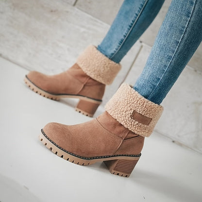 Lotte | Plush lined ankle boots with chunky heel in solid color