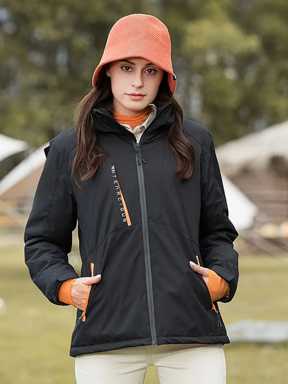 Waterproof jacket with hood for women