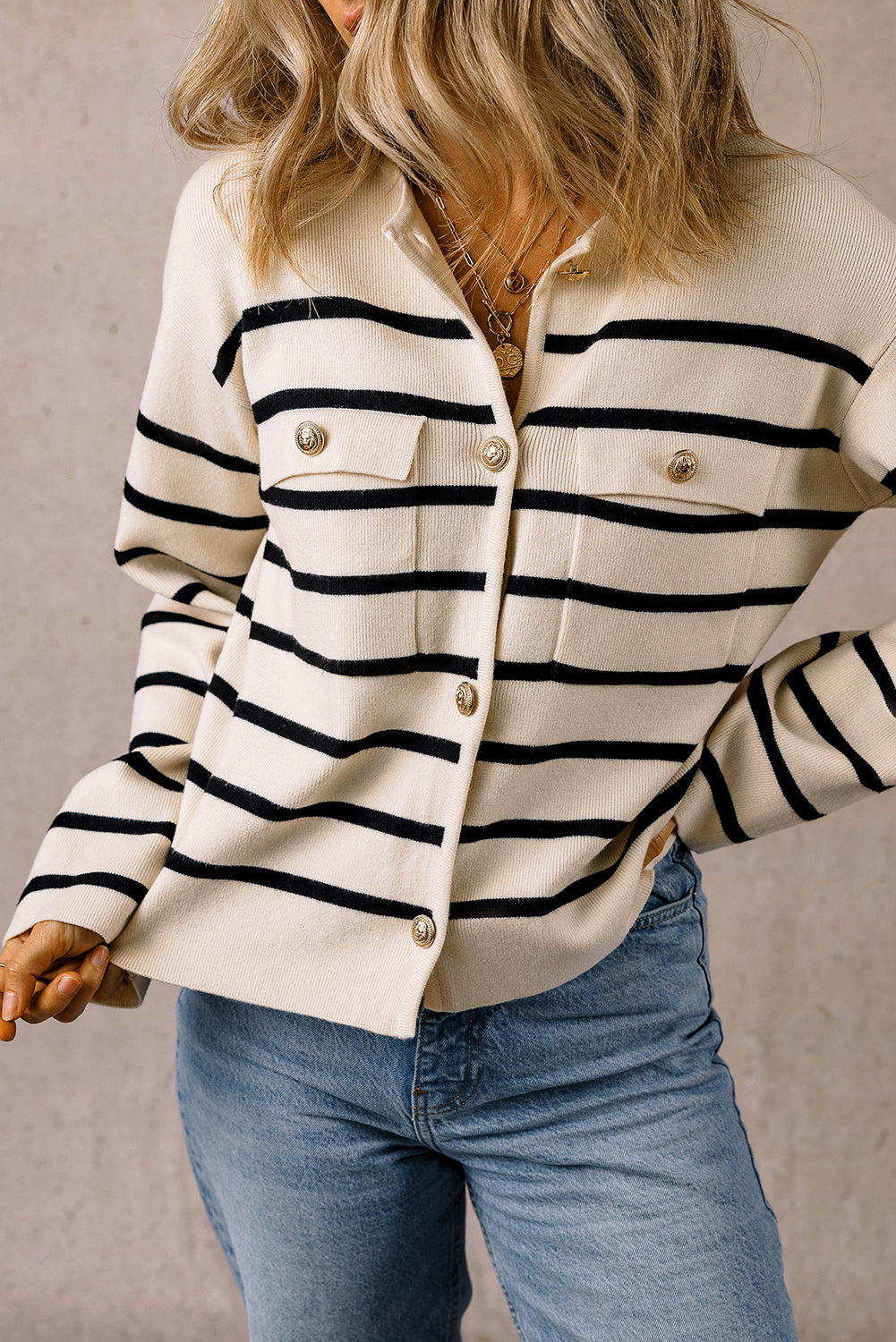 Merly | Chic and charming striped cardigan with buttons