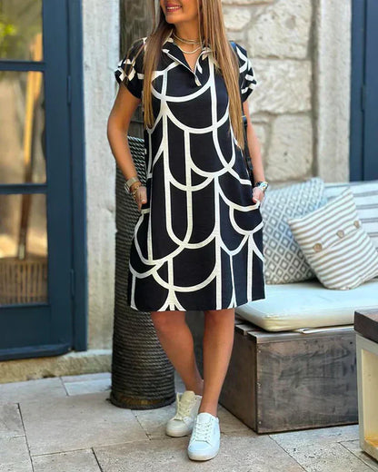 Esther - Midi dress with print and short sleeves