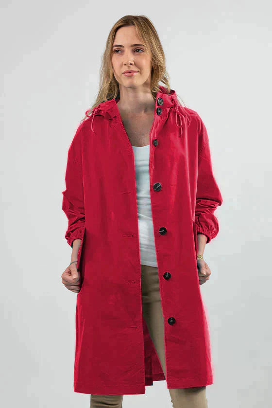 Casual waterproof oversized rain jacket with hood and wind protection for women | Perfect for fall/winter