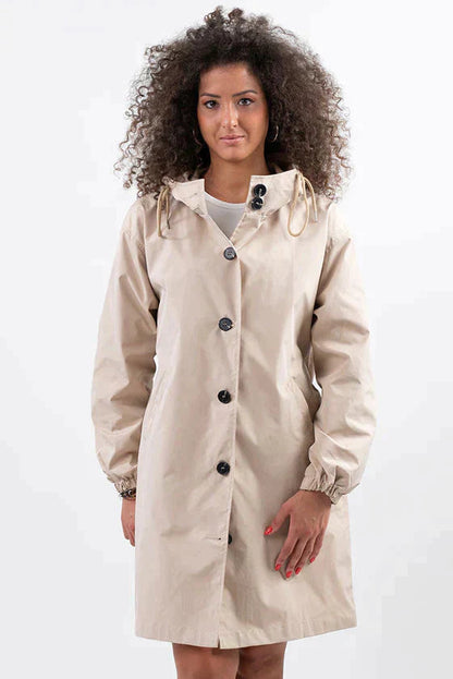 Casual waterproof oversized rain jacket with hood and wind protection for women | Perfect for fall/winter