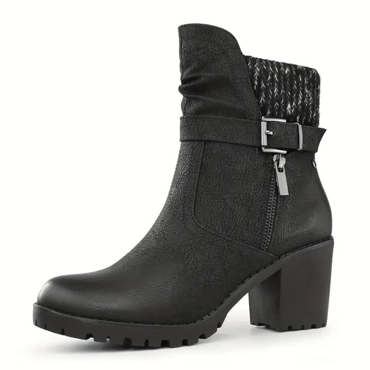 Ankle boots with High Heel and Zipper, Comfortable for All Seasons