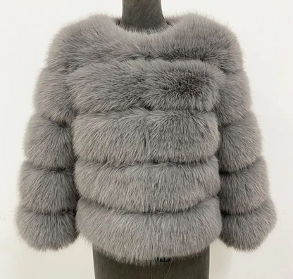 Women's coat in fluffy faux fur