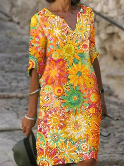 Floor | Half-sleeved summer dress with floral print