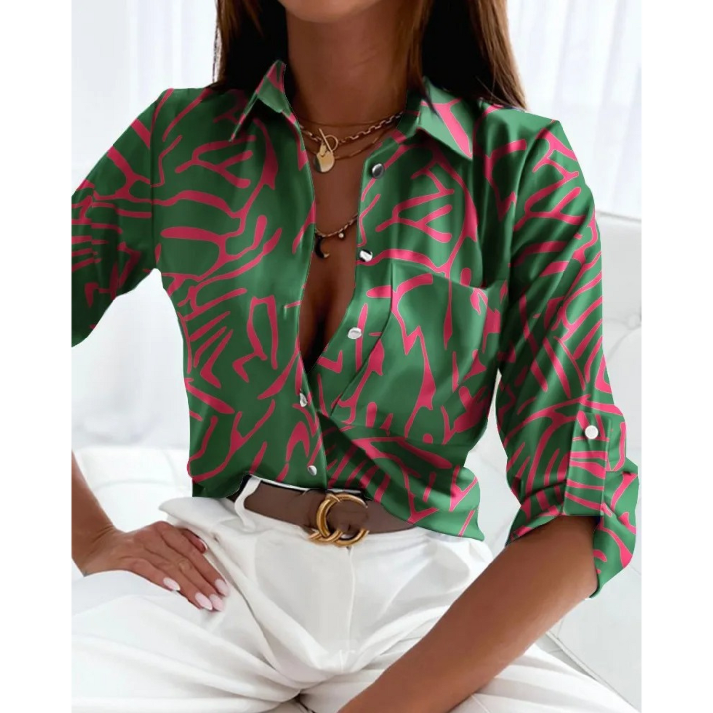 Sofie | Elegant ladies blouse in business style with lined print