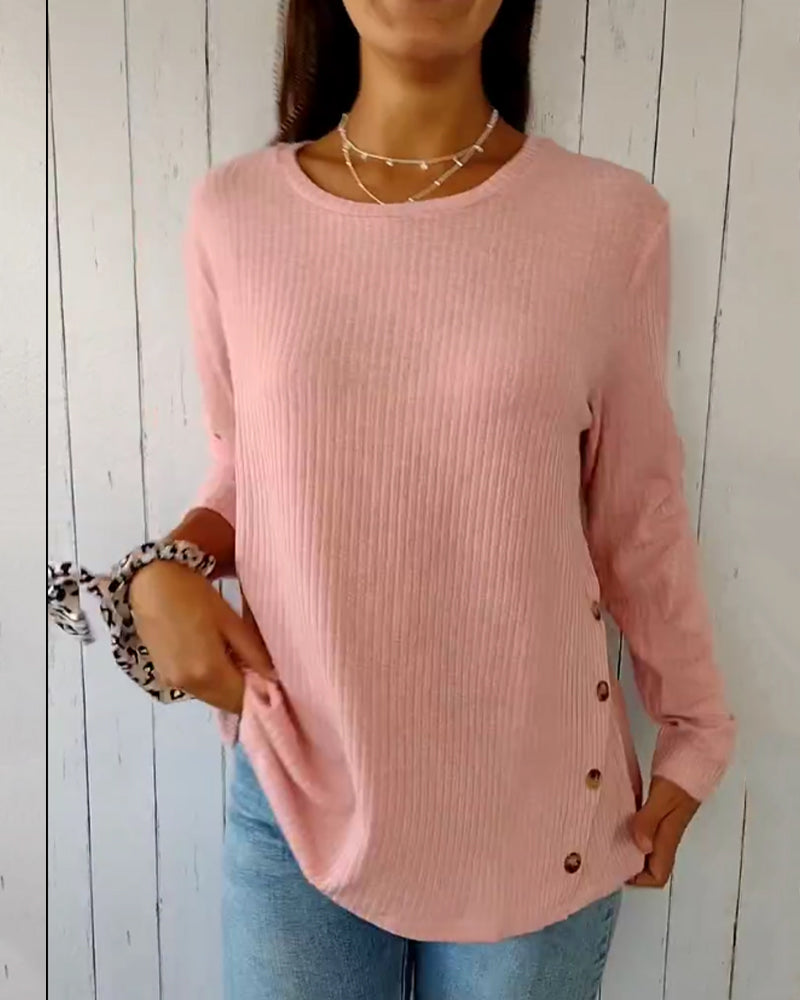 Long sleeve top with round neckline