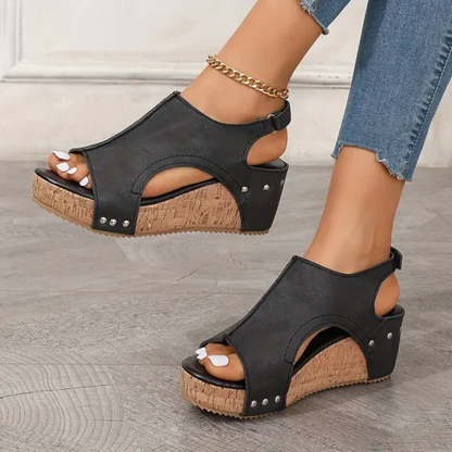 Shana - Retro wedge sandals for women