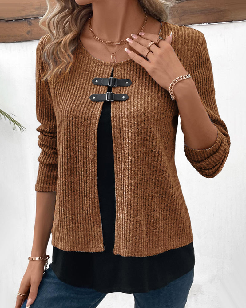 Multi-layered long-sleeved top