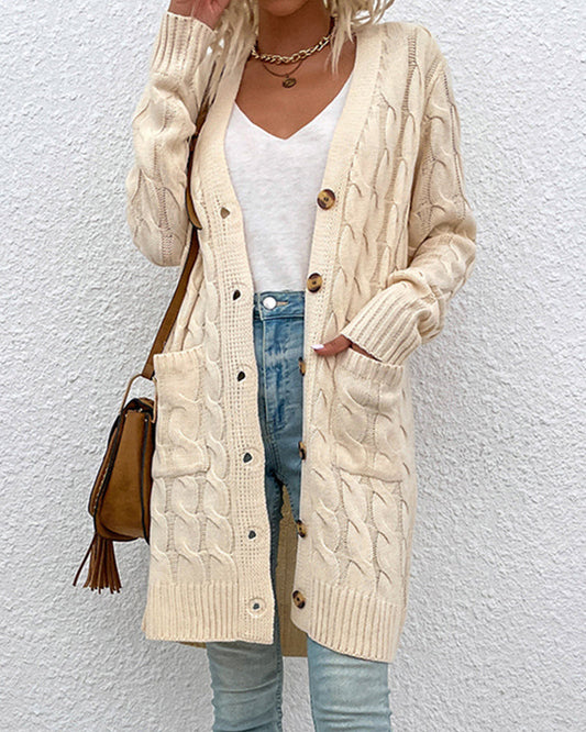 Long-sleeved cardigan in a plain color