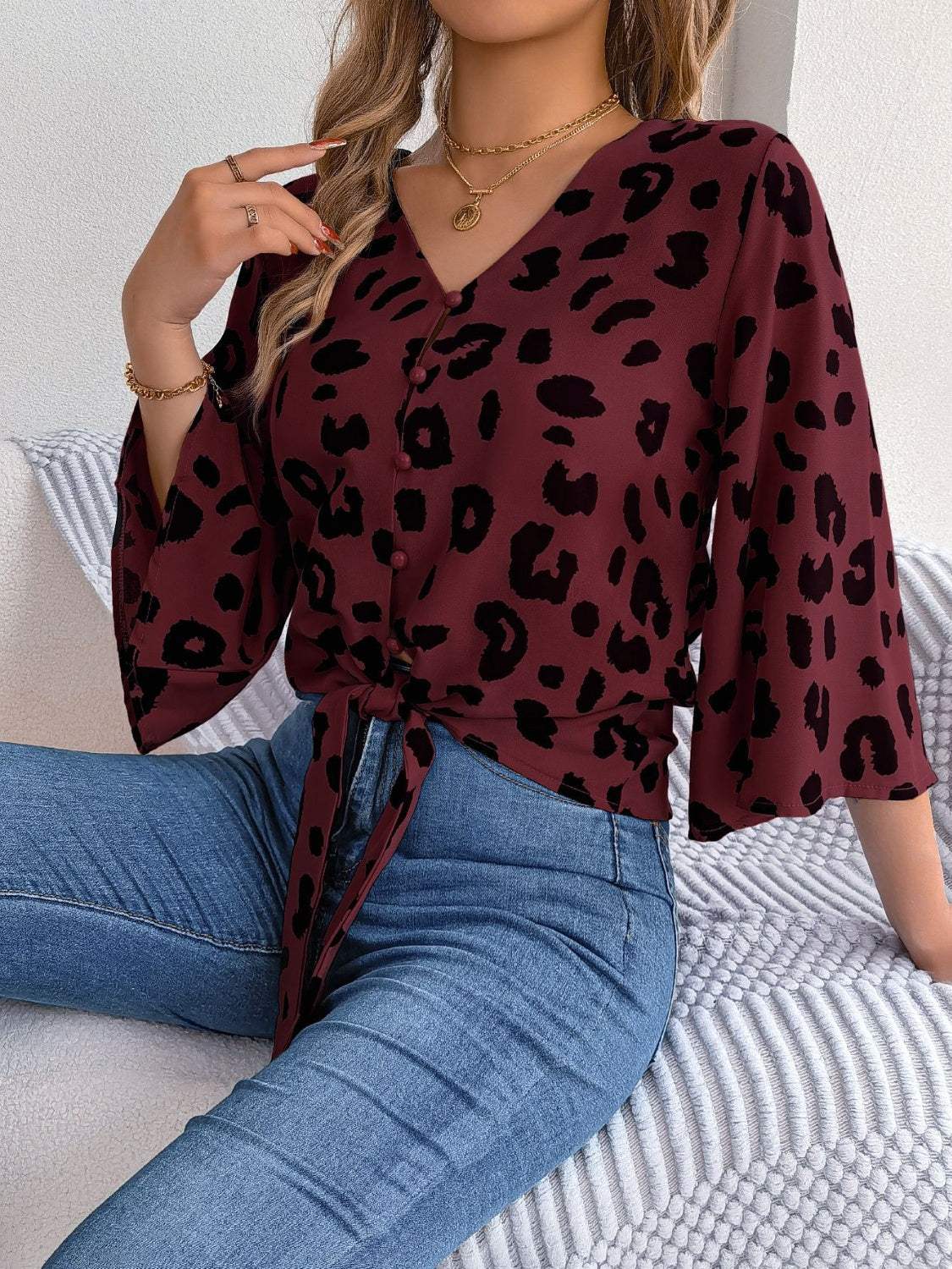 Women's blouse with animal print