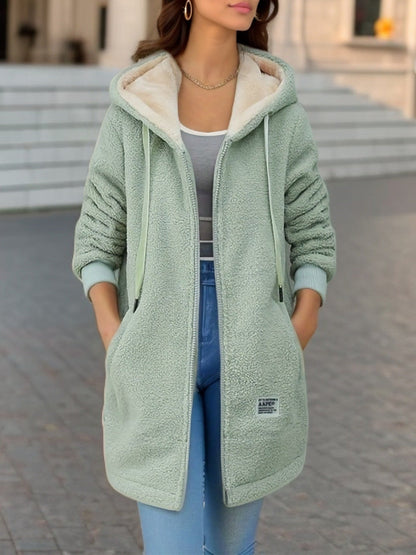 Jess | Sherpa Hooded Jacket With Zipper Stylish & Warm