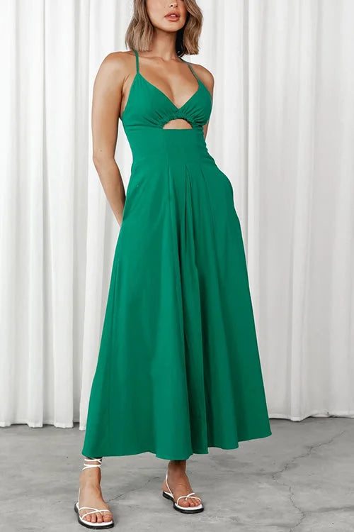 Kallie - V-neck maxi dress with open back