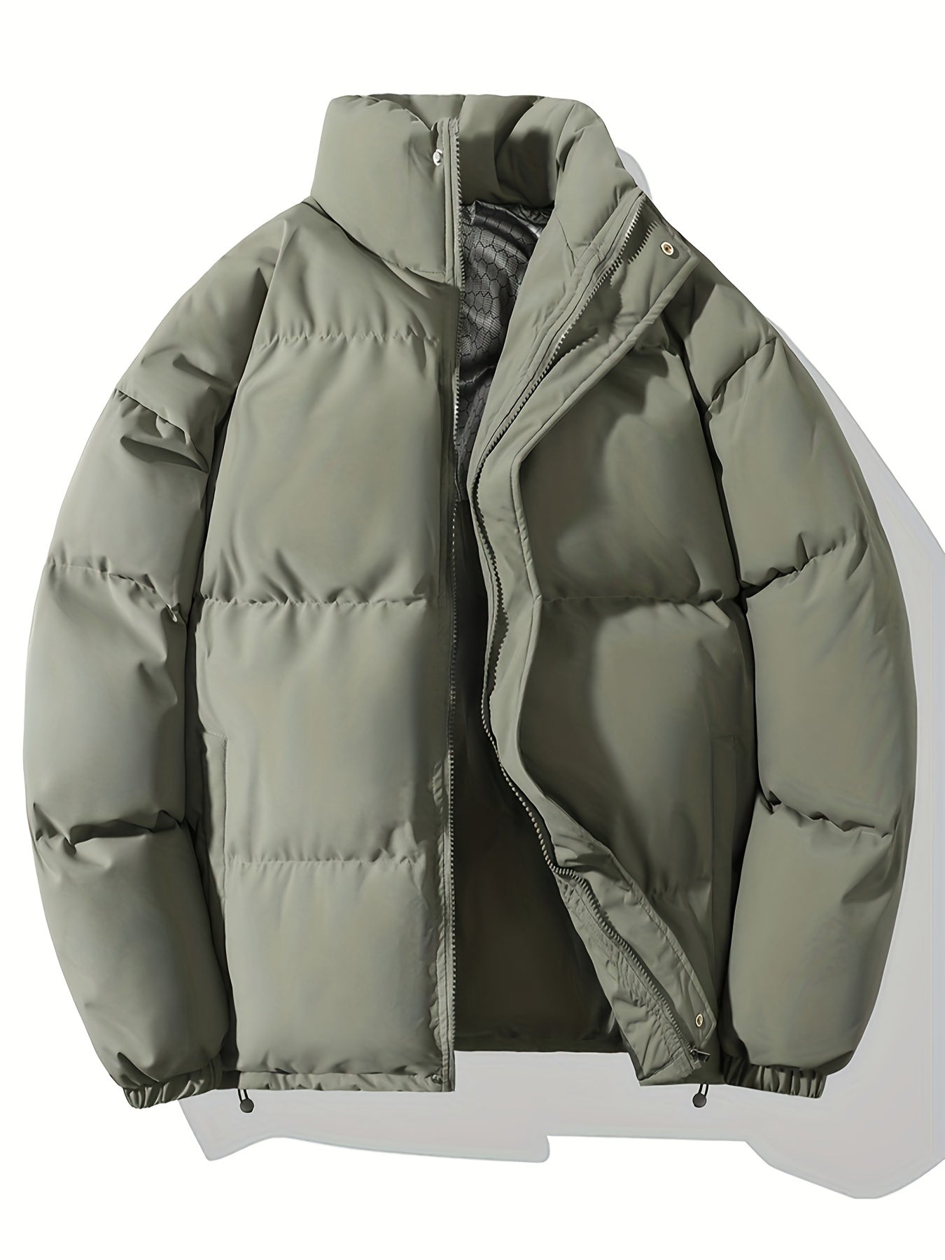 Casual men's thick puffer winter jacket with stand-up collar | Ideal for fall/winter