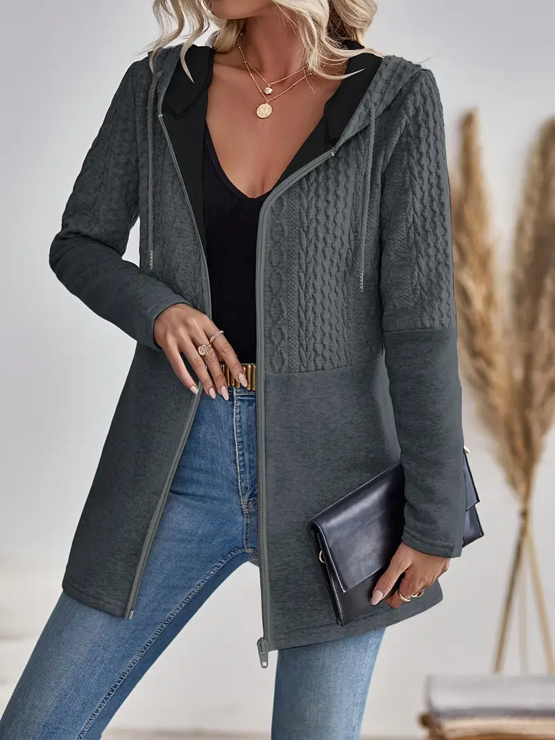 Jess | Hooded sweater with zipper Relaxed long sleeve jacket