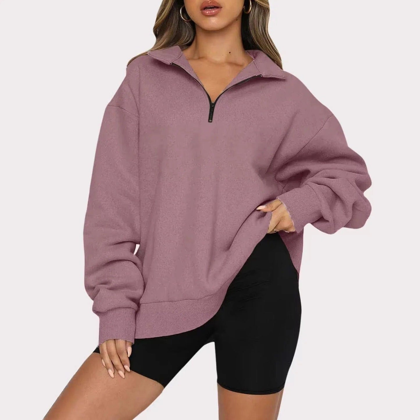 Casual women's pullover with zipper