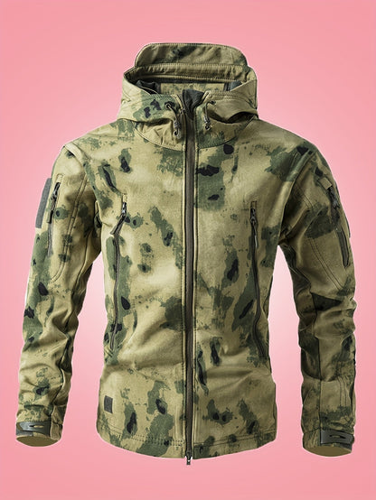 Warm military camouflage windbreaker outdoor jacket with zipper pockets for men | Perfect for outdoor activities