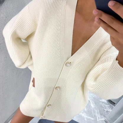 Women's oversized knitted cardigan - elegant and comfortable