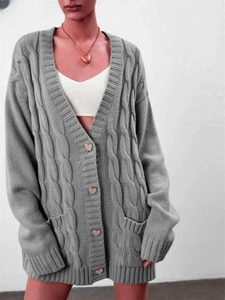 Women's oversized knitted cardigan - elegant and comfortable