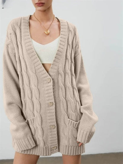 Women's oversized knitted cardigan - elegant and comfortable