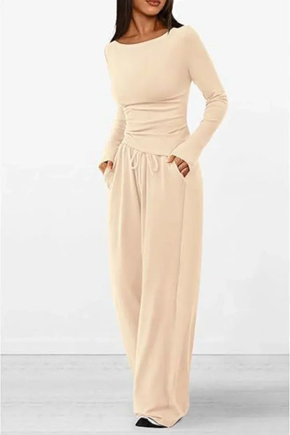 Amalia - Elegant Set with Long Sleeve Top and Pants for Women