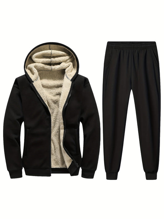 Casual tracksuit zipper jacket with hood and sports pants for men | Perfect for casual days