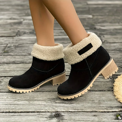 Lotte | Fluffy ankle boots with chunky heel